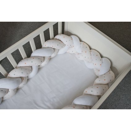 Pletený mantinel BEAMS s bílou do postýlky 120x60cm