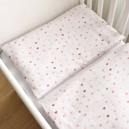 Povlečení bavlněný satén Srdíčka 40x60cm a 100x135cm