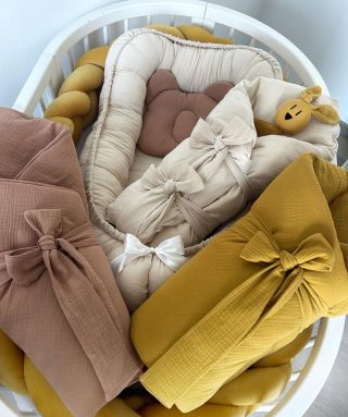 Len a mušelín❣️miluje ho každý, obzvlášť v teplejších dnech. Celá výbavička je poskládaná z produktů skladem na e-shopu....