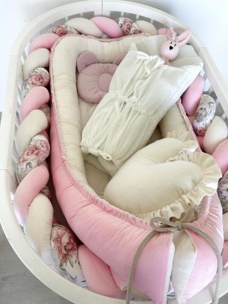 Babypink v hlavní roli💓 Maxi hnízdečko s vnitřní ložnou plochou 100cm ( zabere skutečně celou postýlku), šněrovací...