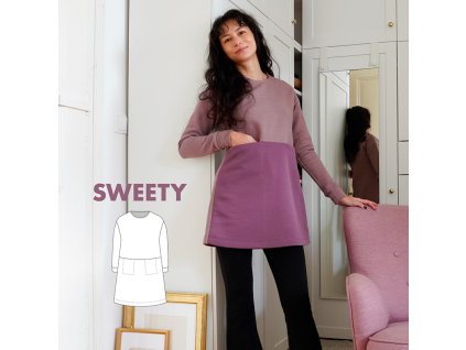 strih damske mikinove saty sweety
