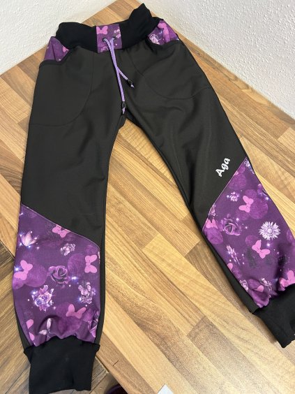 Softshell kalhoty myšák s růží - FLEECE