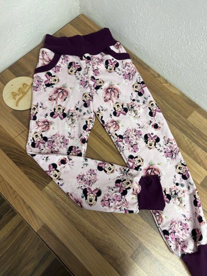 Tepláky - růžová myška s květy