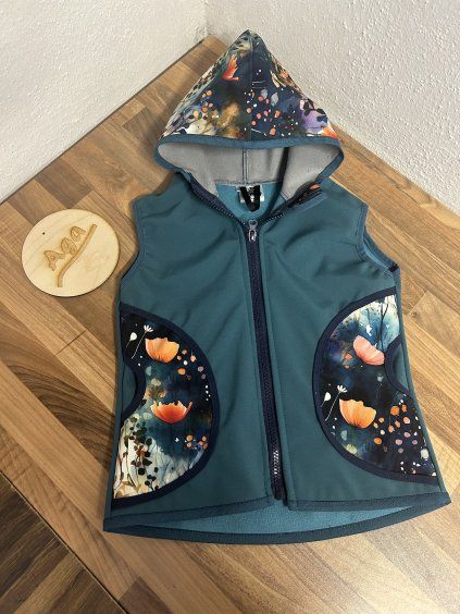 Softshell vesta - malované kvítí