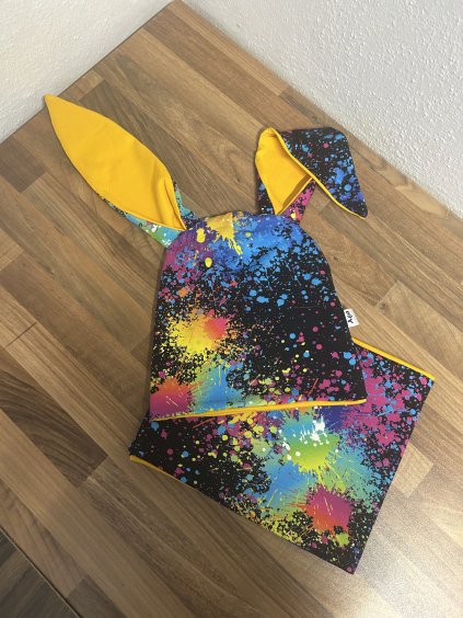 Čepice ušatá a nákrčník cákance