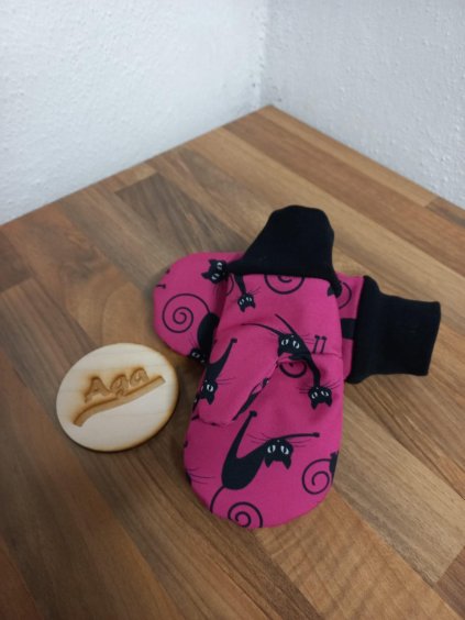Softshellové rukavice - kočky na růžové