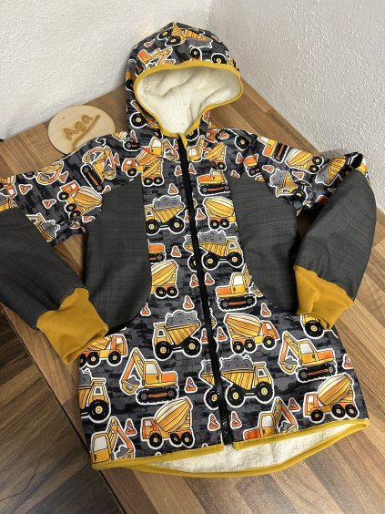 Softshell bunda žluté stavební stroje BERÁNEK