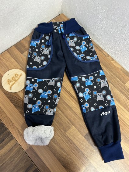 Softshell kalhoty  modré myšky na modré - BERÁNEK