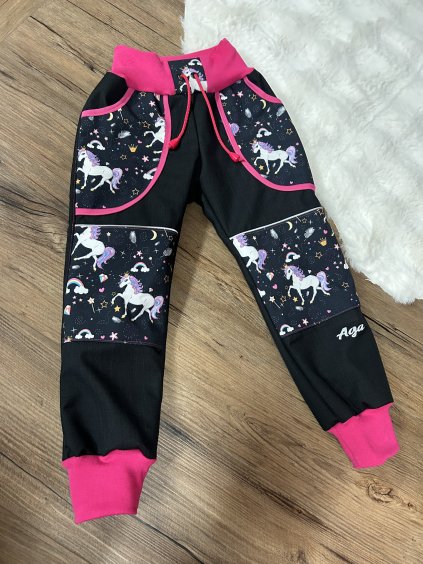 Softshell kalhoty jednorožci s korunkou  - FLEECE