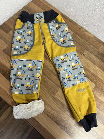 Softshell kalhoty bagry na hořčicové - BERÁNEK