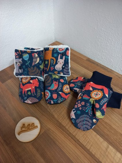 Softshellové rukavice - malovaná lesní zvířátka