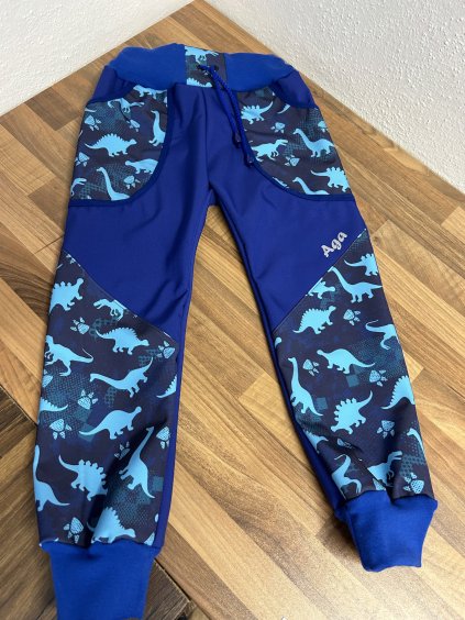 Softshell kalhoty dino modrá - FLEECE