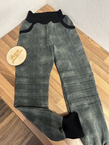 Tepláky - imitace jeansu prošívaná kolena