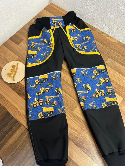 Softshell kalhoty stroje na modré, černý základ - FLEECE