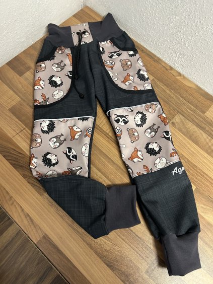 Softshell kalhoty zvířátka na šedé - JARNÍ