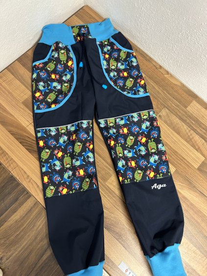 Softshell kalhoty příšerky na modré- LETNÍ