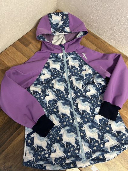 Softshell bunda jednorožec s jasně fialovou FLEECE