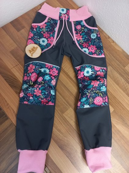Softshell kalhoty letní louka na šedé - LETNÍ