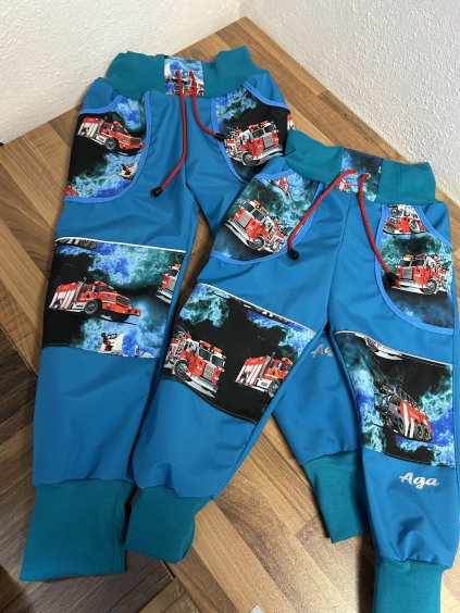 Softshell kalhoty hasiči s tyrkysovou - LETNÍ