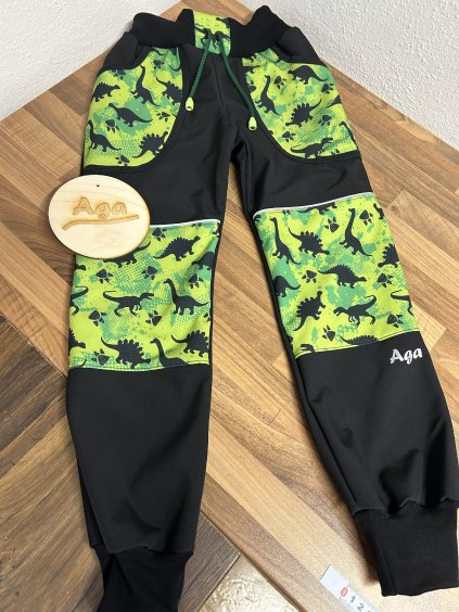 Softshell kalhoty dino na zelené - FLEECE
