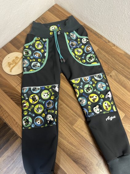 Softshell kalhoty pejsek a kočička- FLEECE