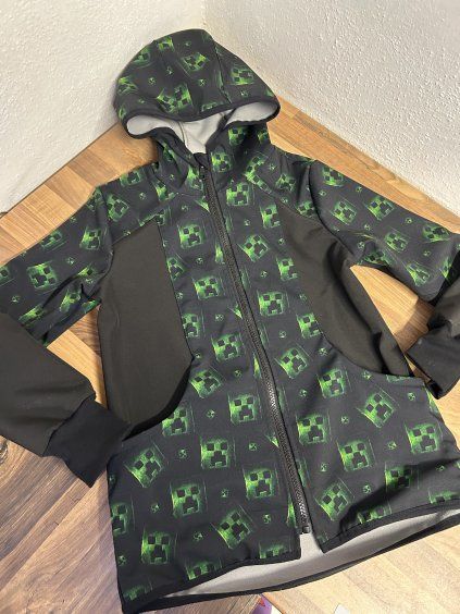 Softshell bunda zelená kostka FLEECE