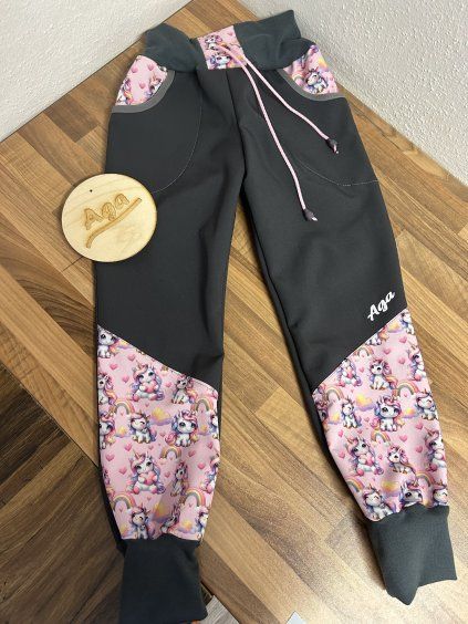 Softshell kalhoty jednorožci s duhami - FLEECE