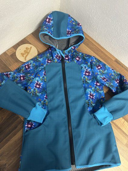 Softshell bunda minecraft panáček na tyrkys - JARNÍ