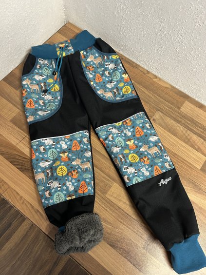 Softshell kalhoty zvířátka na petroleji - BERÁNEK