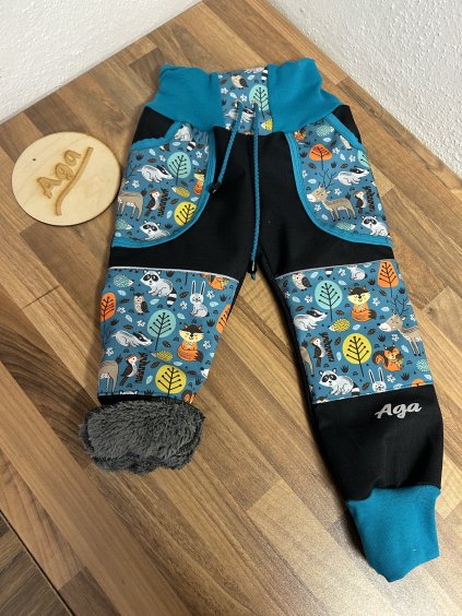 Softshell kalhoty zvířátka na petroleji - BERÁNEK