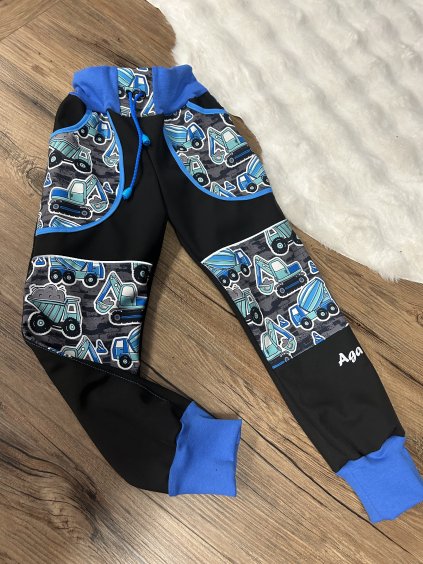 Softshell kalhoty modré stroje černý základ - FLEECE