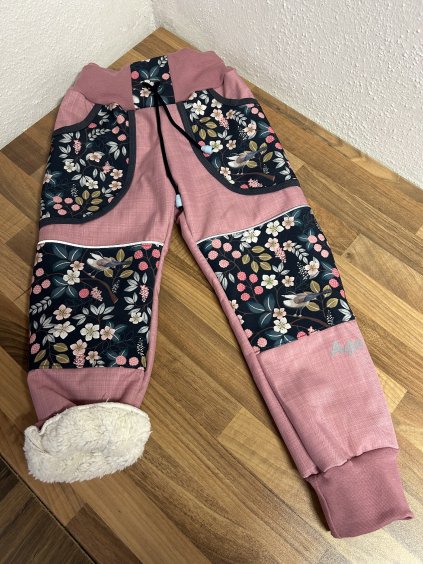 Softshell kalhoty  bobule s růžovou - BERÁNEK