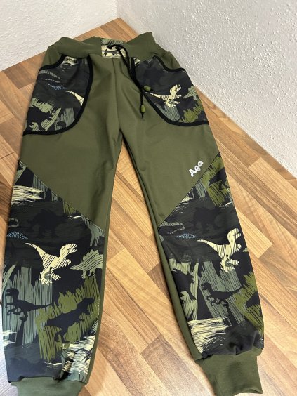 Softshell kalhoty khaky dino - FLEECE