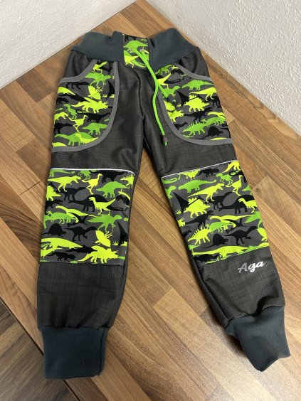 Softshell kalhoty zelený dino - BERÁNEK