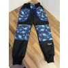 Softshell kalhoty modré dino na černém základu - FLEECE
