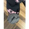 Softshell kalhoty černorůžové květy- JARNÍ