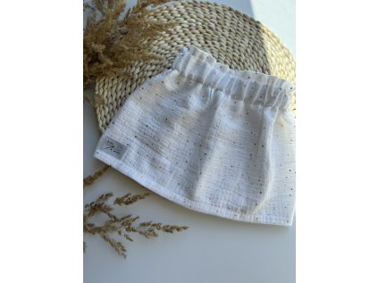 Mušelínová sukýnka - bílá se zlatou tečkou