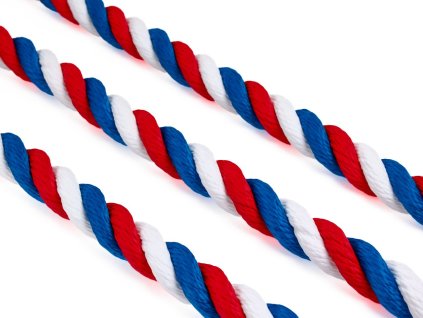 Stáčené lano Trikolora - Lesklé, Syntetické hedvábí