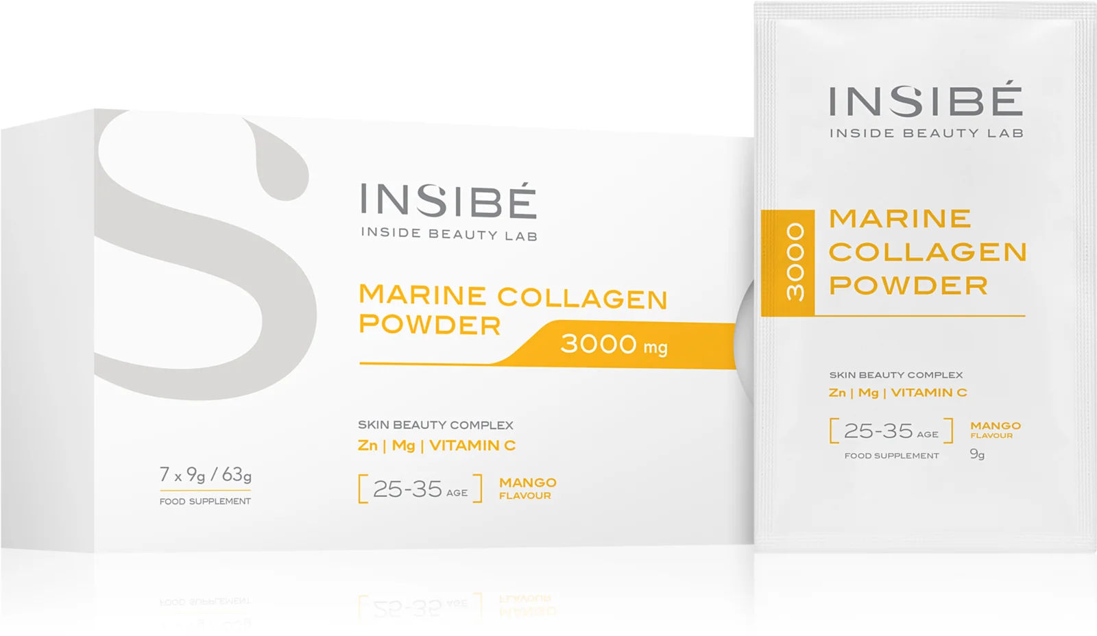 INSIBÉ Mořský kolagen 3000 mg s příchutí manga pro věkovou skupinu 25-35 let (startovací balení)