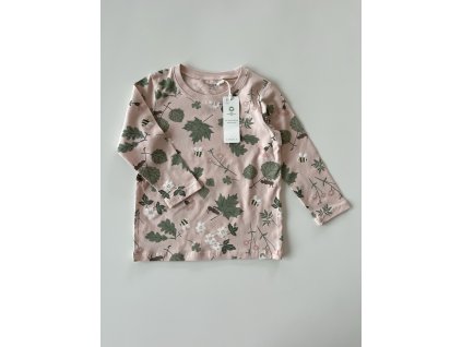 Růžové tričko s listy Lindex