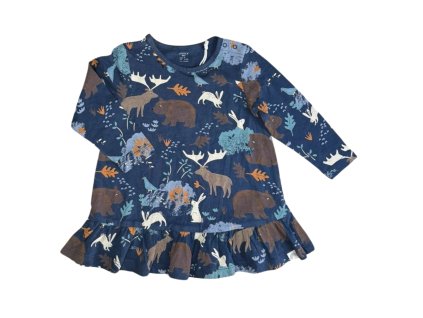 Tmavě modré šaty lesní zvířátka