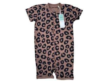 Hnědý pyžamový overal s levhartím vzorem Lindex