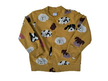 Žlutá propínací mikina s pejsky Lindex