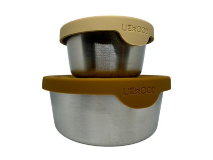 Set nerezových svačinových misek Liewood Fiby Golden caramel / safari mix