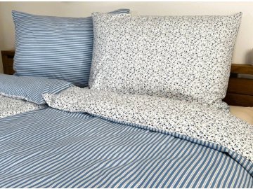 povlečení flanel poměnka modrý proužek 1