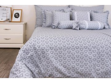 povlečení fine šedá srdce