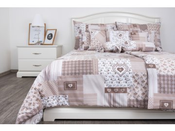 Povlečení bavlna deluxe 2+2 Patchwork béžový
