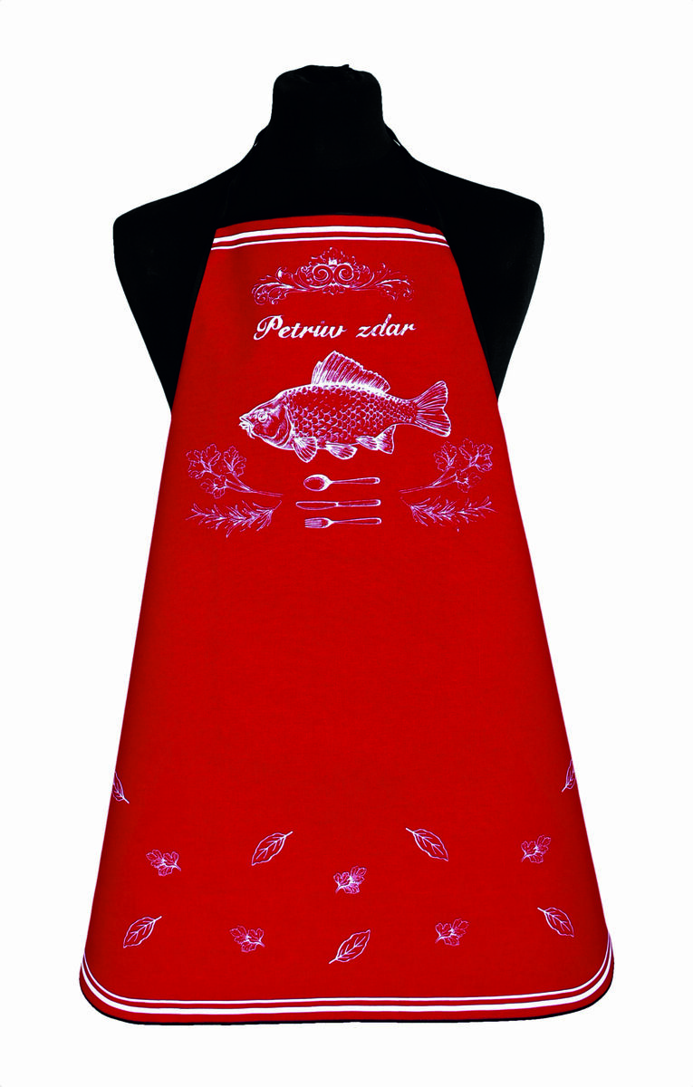 forbyt Kuchyňská zástěra Petrův zdar červená barva: kuchyňská zástěra
