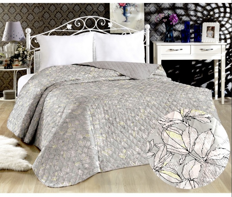Jahu s.r.o. Přehoz na postel - KVĚTY šedé barva: 200x220cm-květy šedé