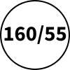 160mm před smrštěním / 55mm po úplném smrštění